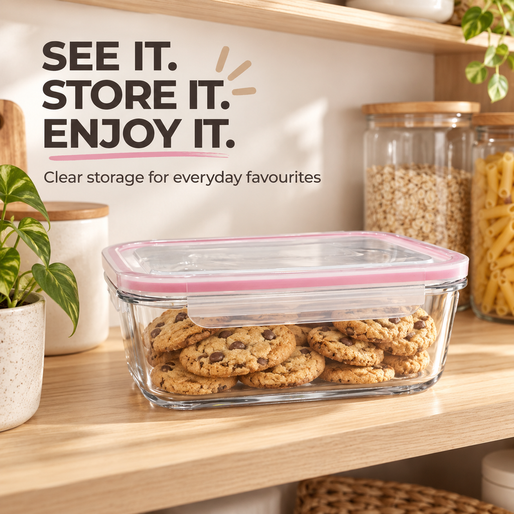 Rectangular Glass Container with Lid by Limon