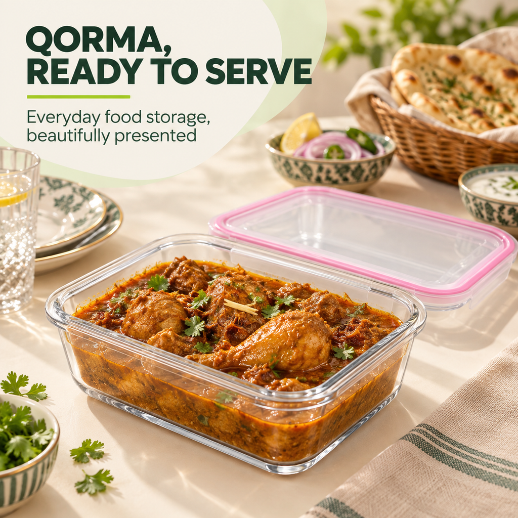Rectangular Glass Container with Lid by Limon