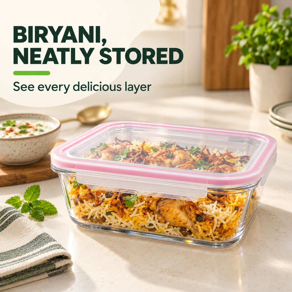 Rectangular Glass Container with Lid by Limon