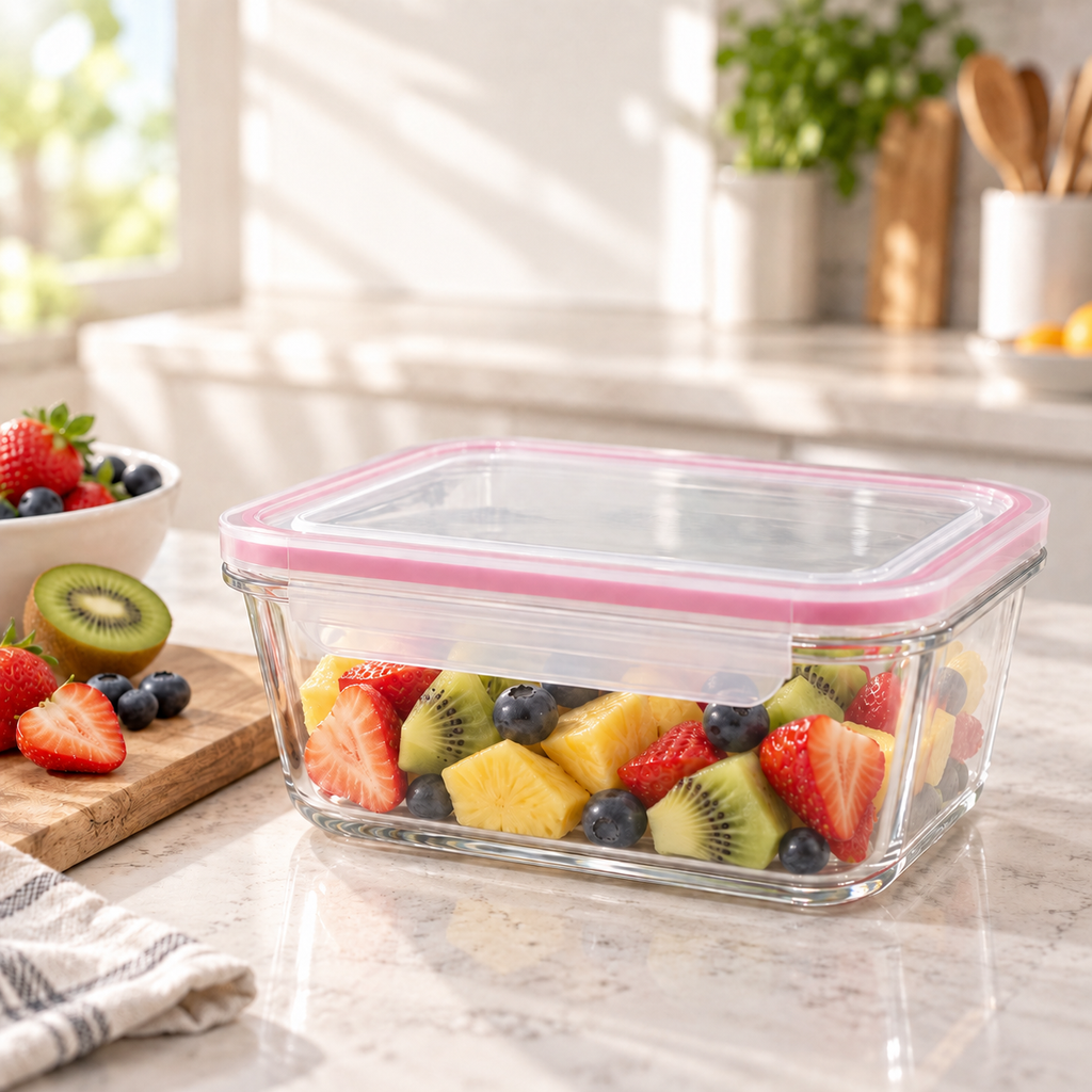 Rectangular Glass Container with Lid by Limon