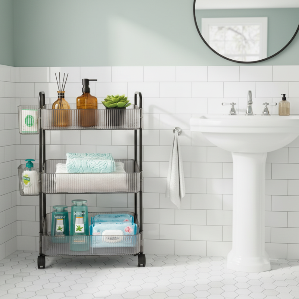 3-Tier Acrylic Utility Rolling Trolley By Limon