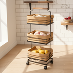 3-Tier Metal Storage Rack With Fabric Cover Baskets (232300) by Limon