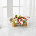 SnackEase Wooden X-Base Server with Glass Dish (2163) by Limon
