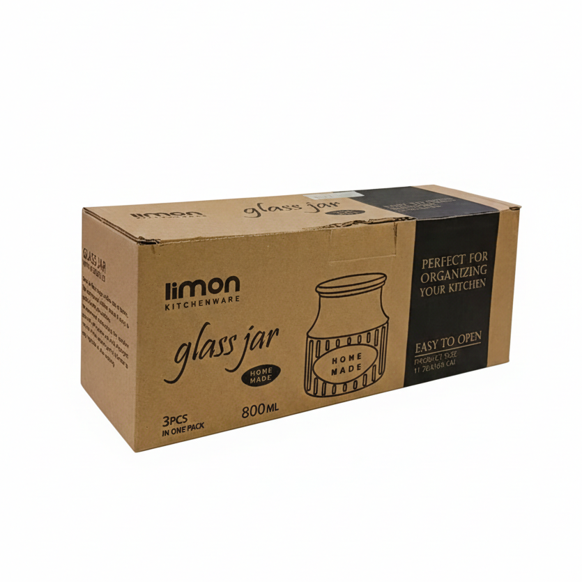 3-Pcs 800ml Home Made Glass Jars Set with Airight Lids (2263) by Limon