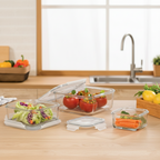 3‑Pcs Premium Square Glass Storage Set with Lids (2048) by Limon