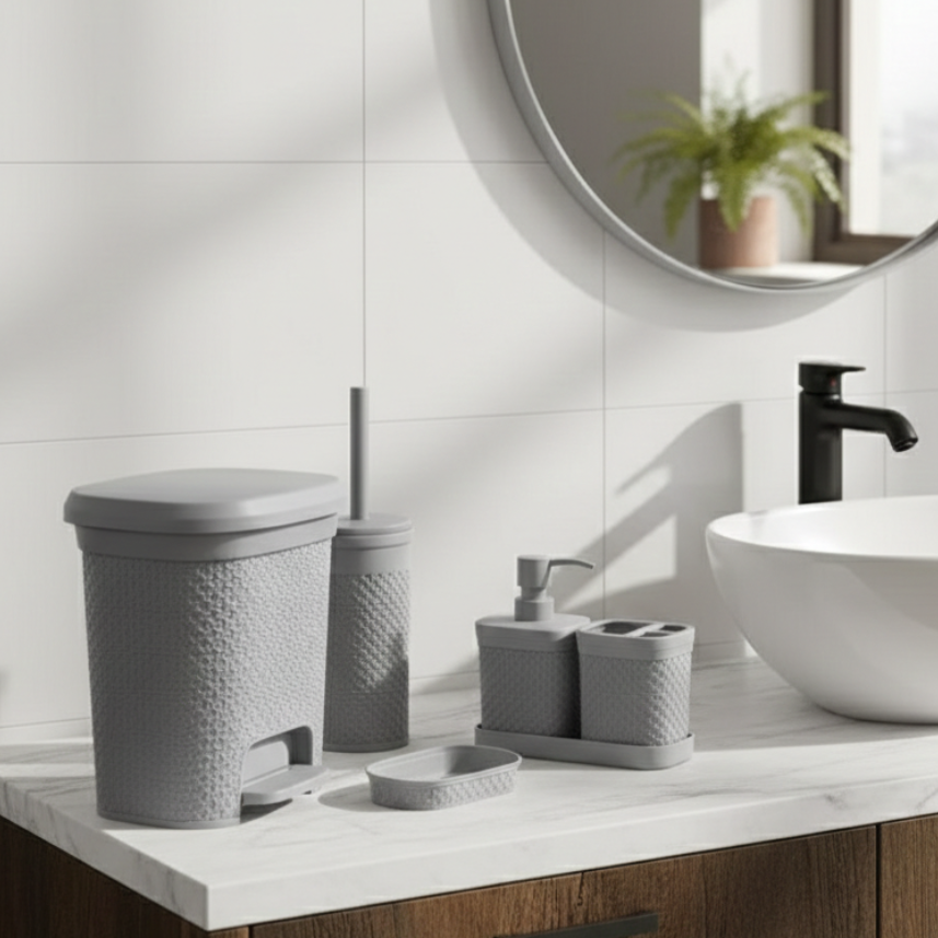 Knitted Design 5-Pcs Bathroom Set (2487) by Limon