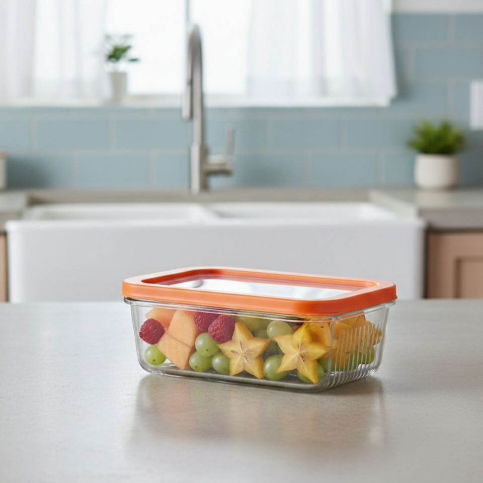 Unbreakable Glass Container (450ml) with Lid (2099) by Limon