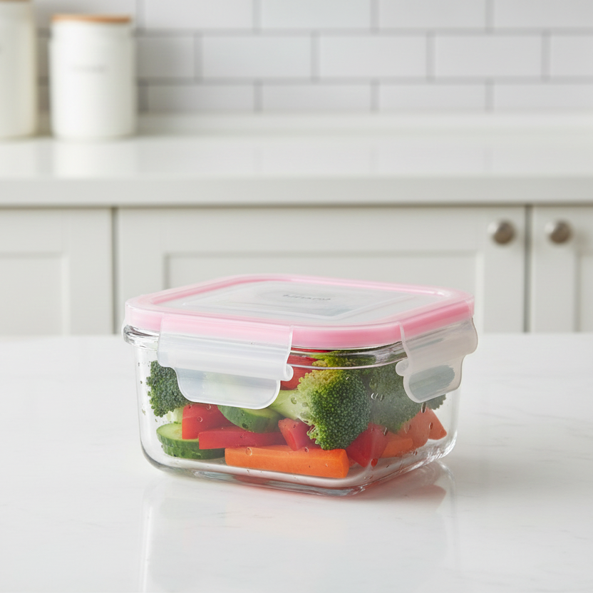 440ML Square Glass Container with Lid (2014) by Limon