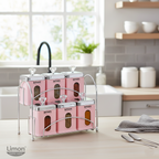 Elegant 6-Piece Airtight Spice Jar Rack with Spoons (1971) by Limon