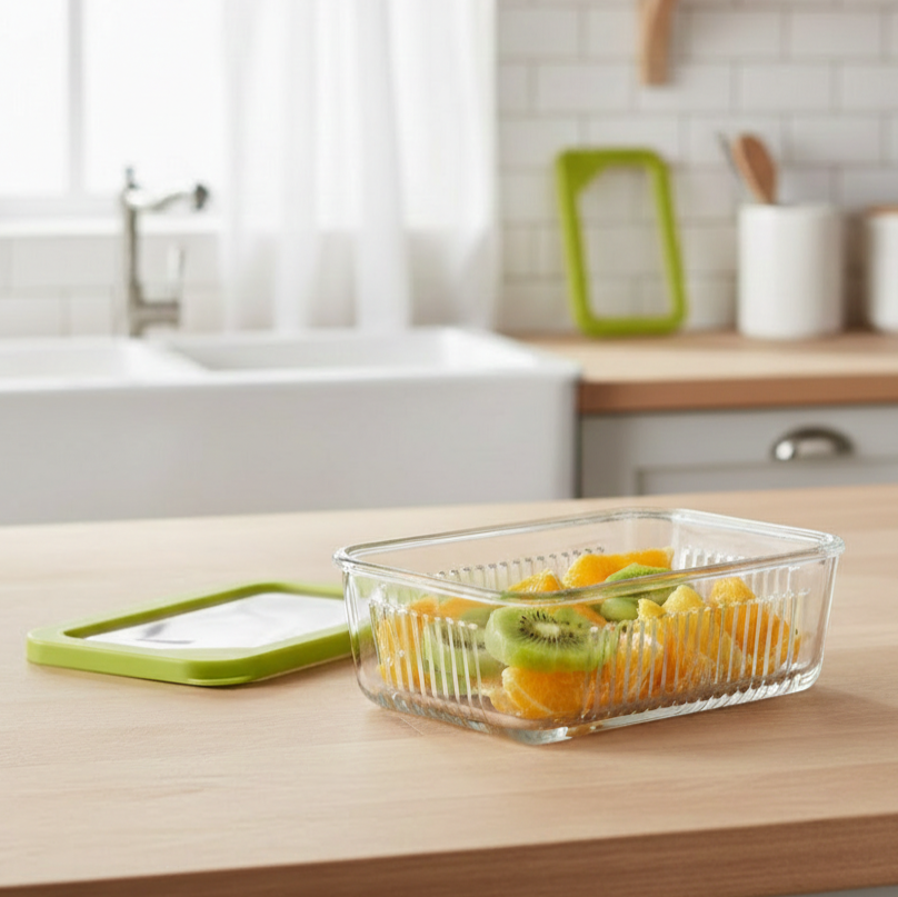 Unbreakable Glass Container (450ml) with Lid (2099) by Limon