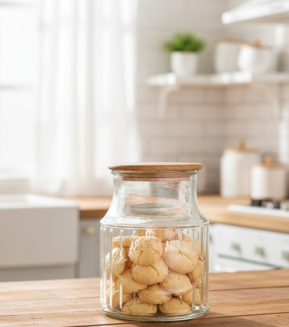 3-Pcs 1000ml Home Made Glass Jars Set with Airight Lids (2262) by Limon