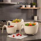 Pack of 3 Fruits and Vegetables Wash Bowl with Drainer (3035) by Limon