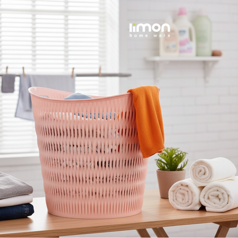 Round Bamboo Laundry Basket with Handles (1400) by Limon