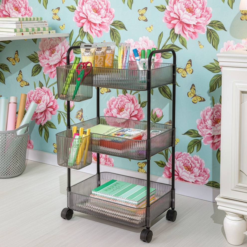 3-Tier Acrylic Utility Rolling Trolley By Limon