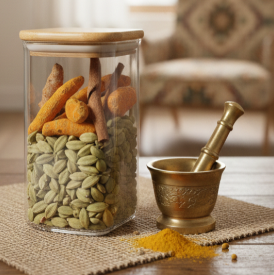 500ml Square Food Storage Jar with Wooden Lid (2197) by Limon