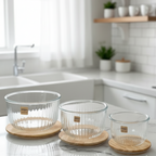 Fluted Design Airtight Glass Bowls Set (2212) by Limon
