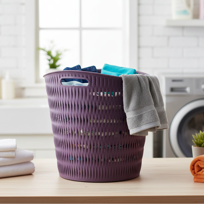 Round Bamboo Laundry Basket with Handles (1400) by Limon