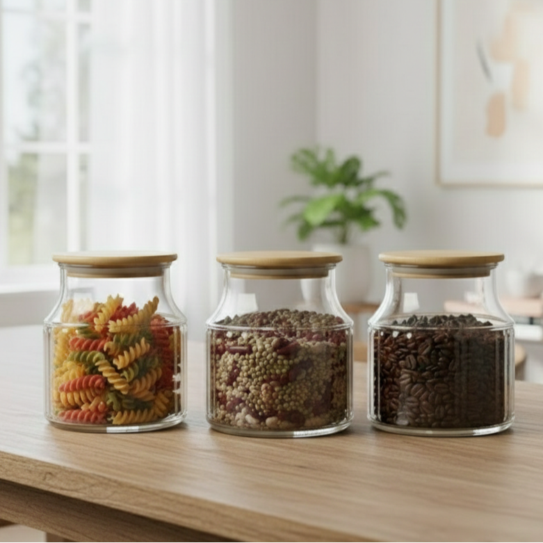 3-Pcs 800ml Home Made Glass Jars Set with Airight Lids (2263) by Limon