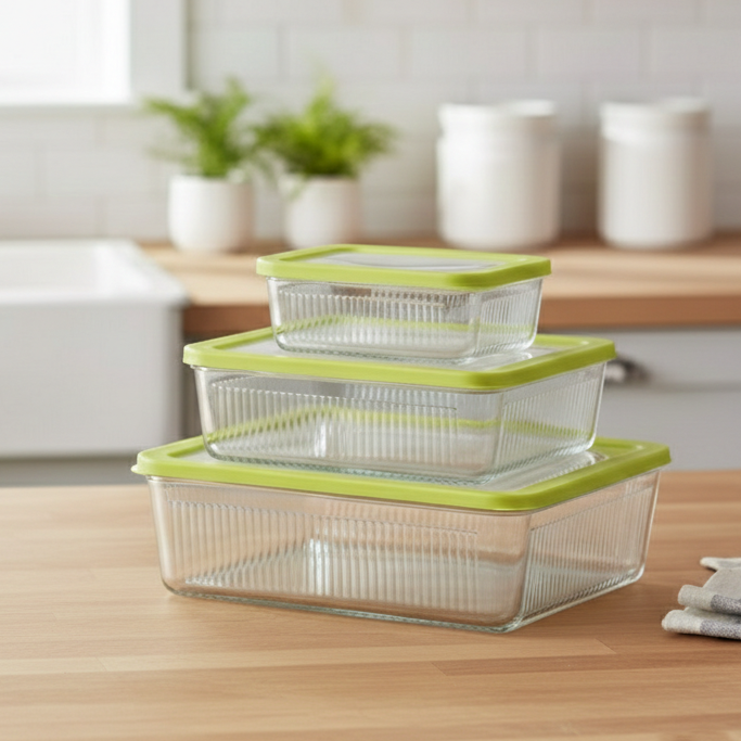 3-Pcs Unbreakable Glass Container Set (2100) by Limon