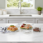3‑Pcs Premium Square Glass Storage Set with Lids (2048) by Limon