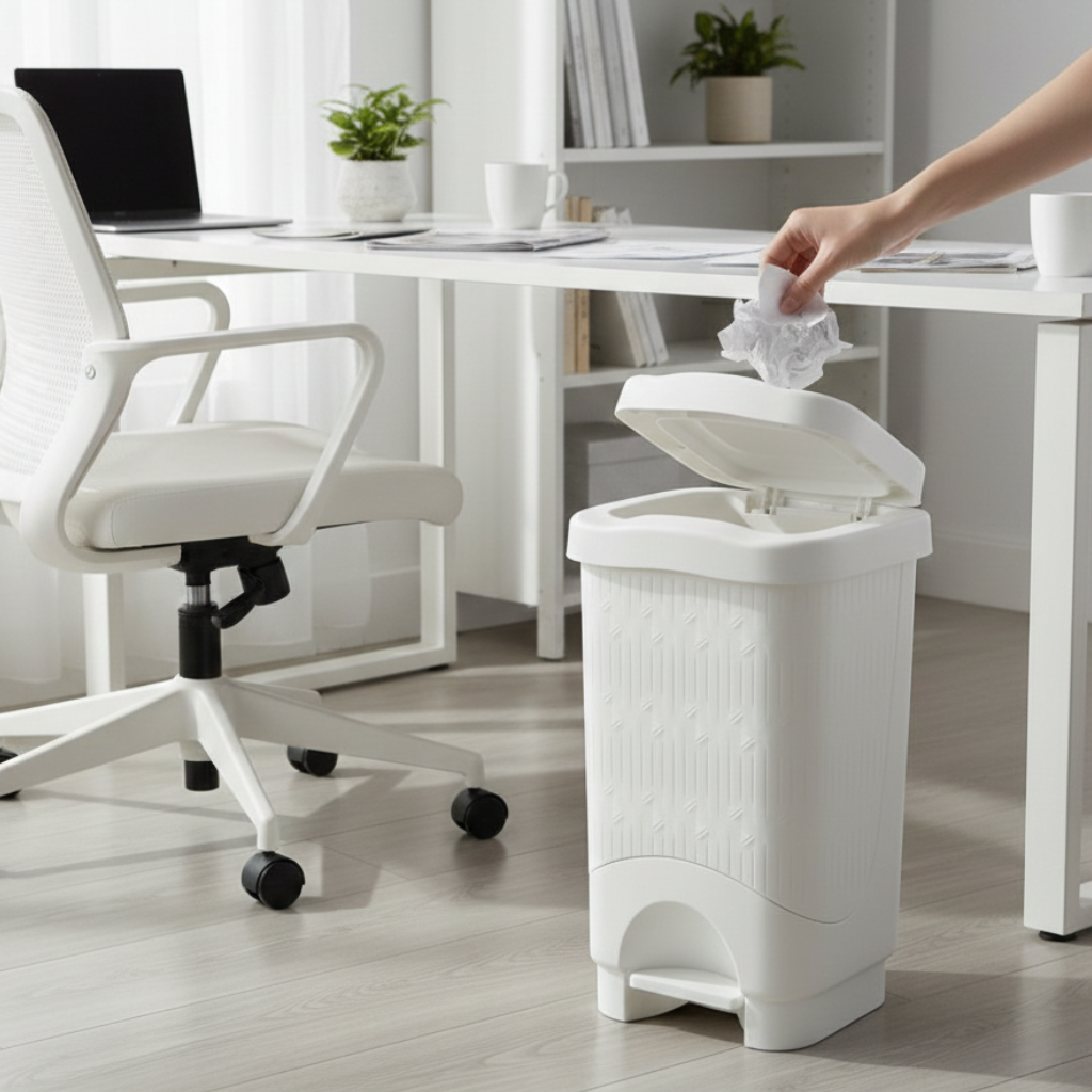 18L Bamboo-Style Dustbin with Pedal (1580) by Limon Main image