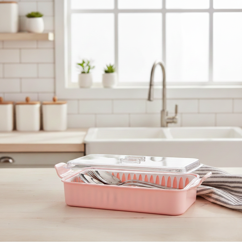 Cutlery Box with Lid and Drain (1035) by Limon