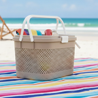 Knitted Pattern Picnic Basket with Handle (2139) by Limon