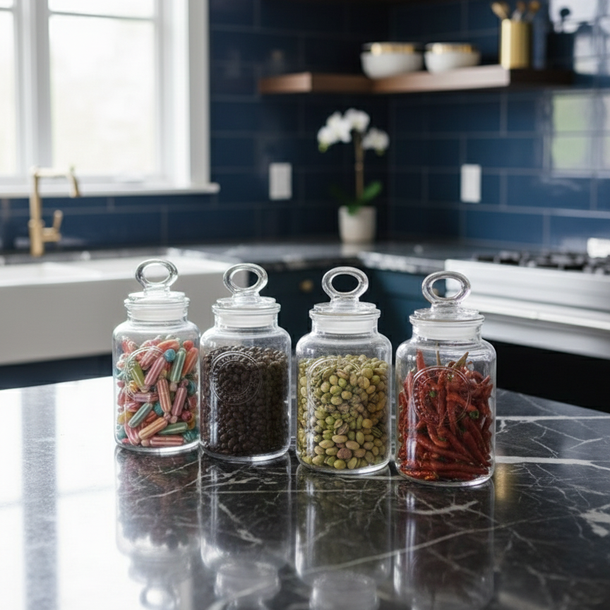 4-Pcs Rustic Design Handmade Glass Canister Set (2007) by Limon Secondary image