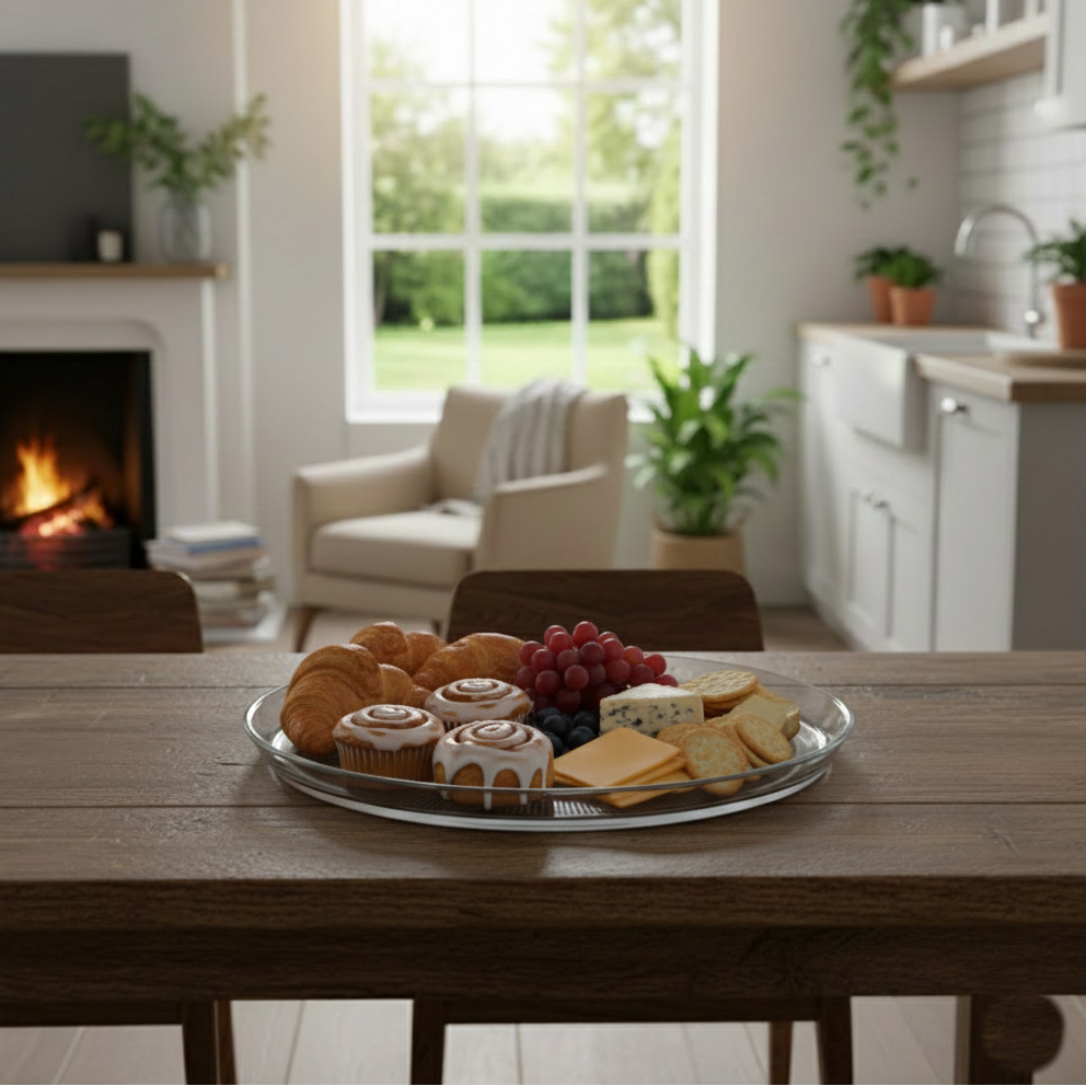 Majestic Round Glass Serving Platter by Limon