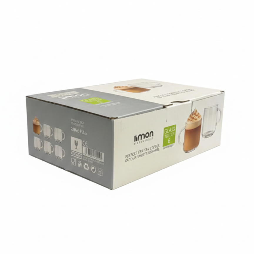 TeaLuxe 6‑Pcs Glass Tea Cup Set (2481) by Limon