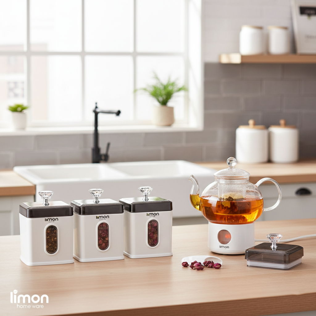 Elegant 6-Piece Airtight Spice Jar Rack with Spoons (1971) by Limon