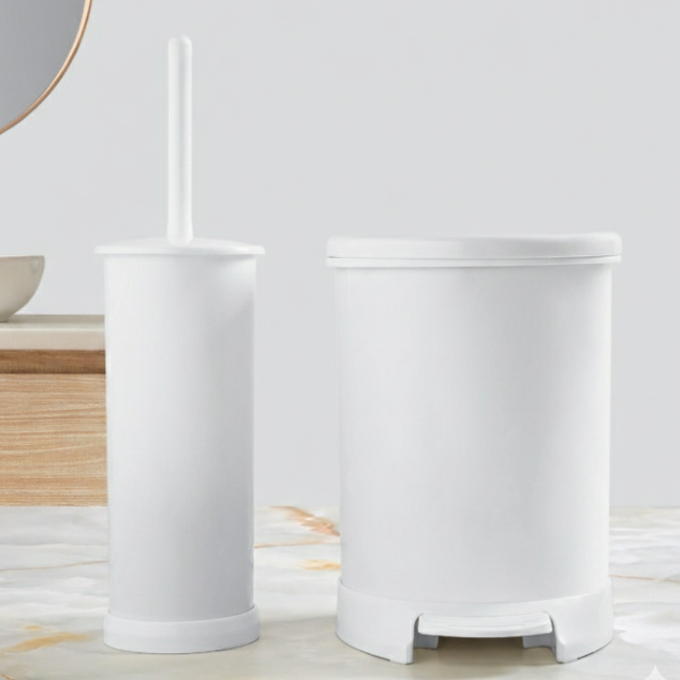 2 Pcs Dustbin With Brush (1298) By Limon