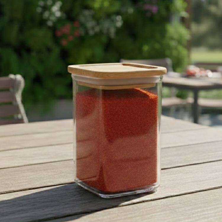 400ml Square Food Storage Jar with Wooden Lid (2198) by Limon Secondary image