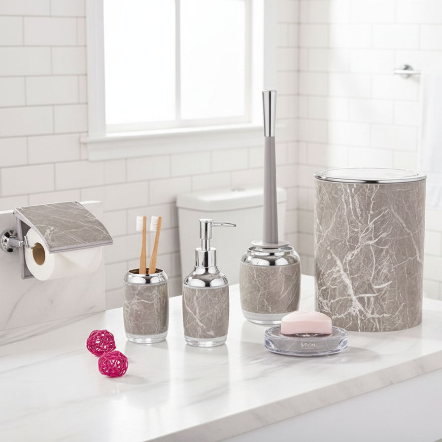 Elegant Marble 6-Piece Bathroom Set (2024) by Limon