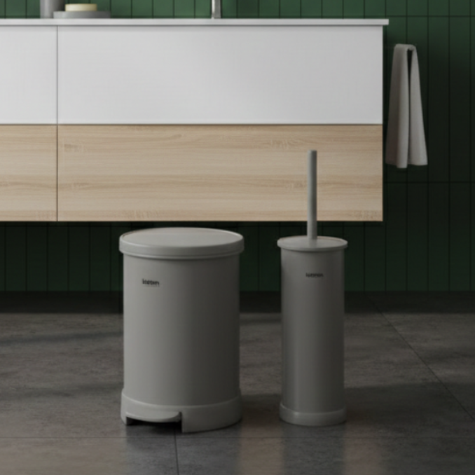 2 Pcs Dustbin With Brush (1298) By Limon