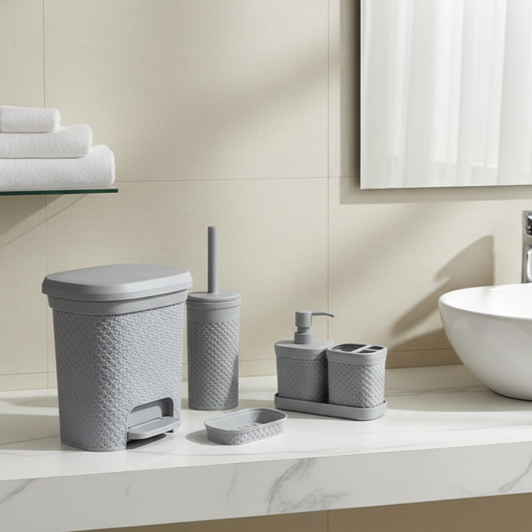 Knitted Design 5-Pcs Bathroom Set (2487) by Limon