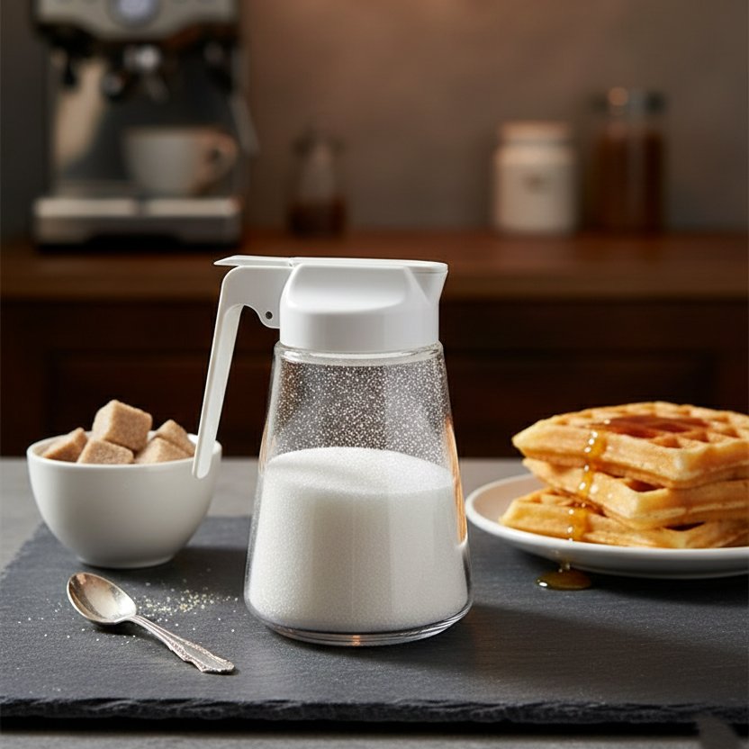 Sliding Lid Glass Sugar Dispenser by Limon