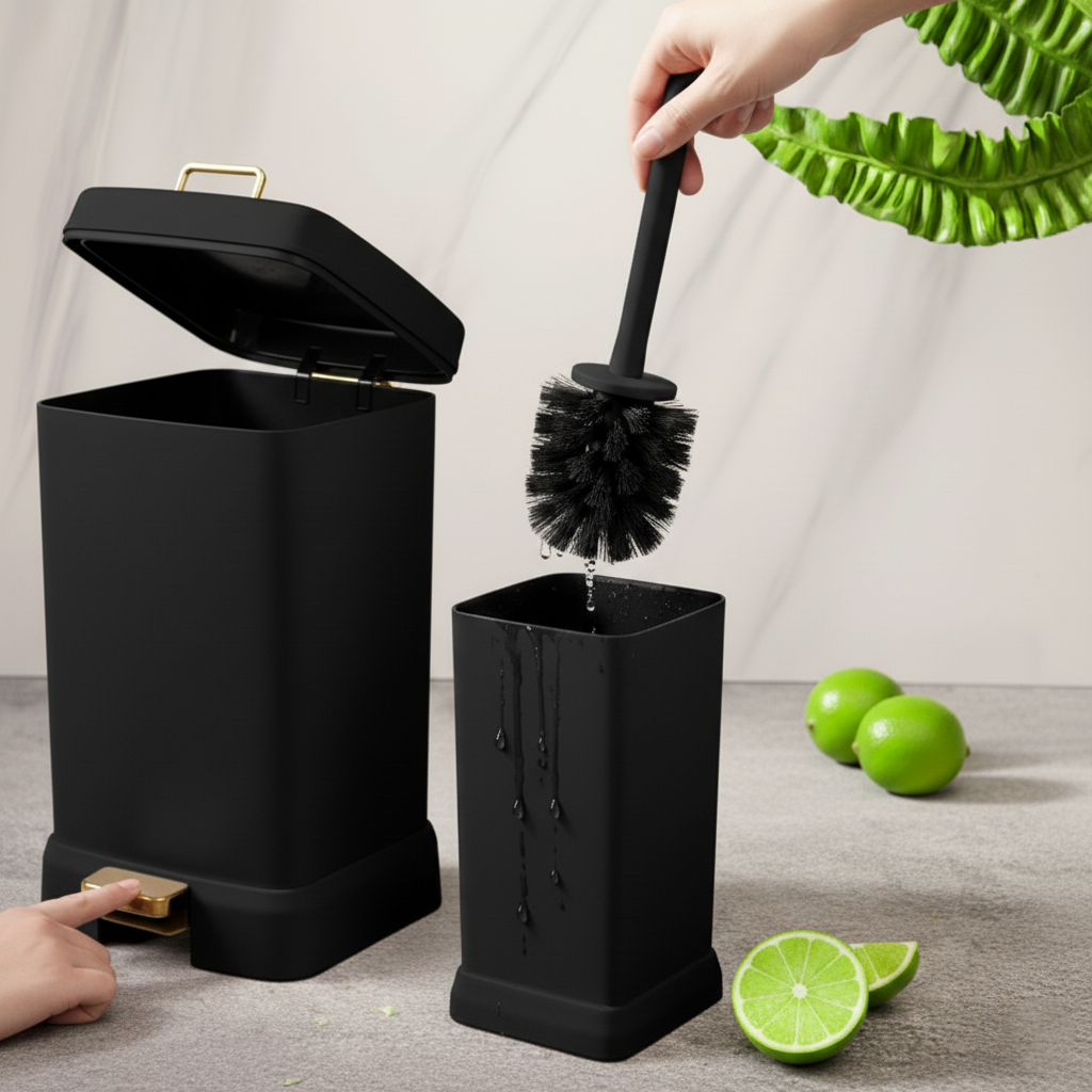 EdgeClean Rectangle Dustbin & Brush Set (1923) by Limon