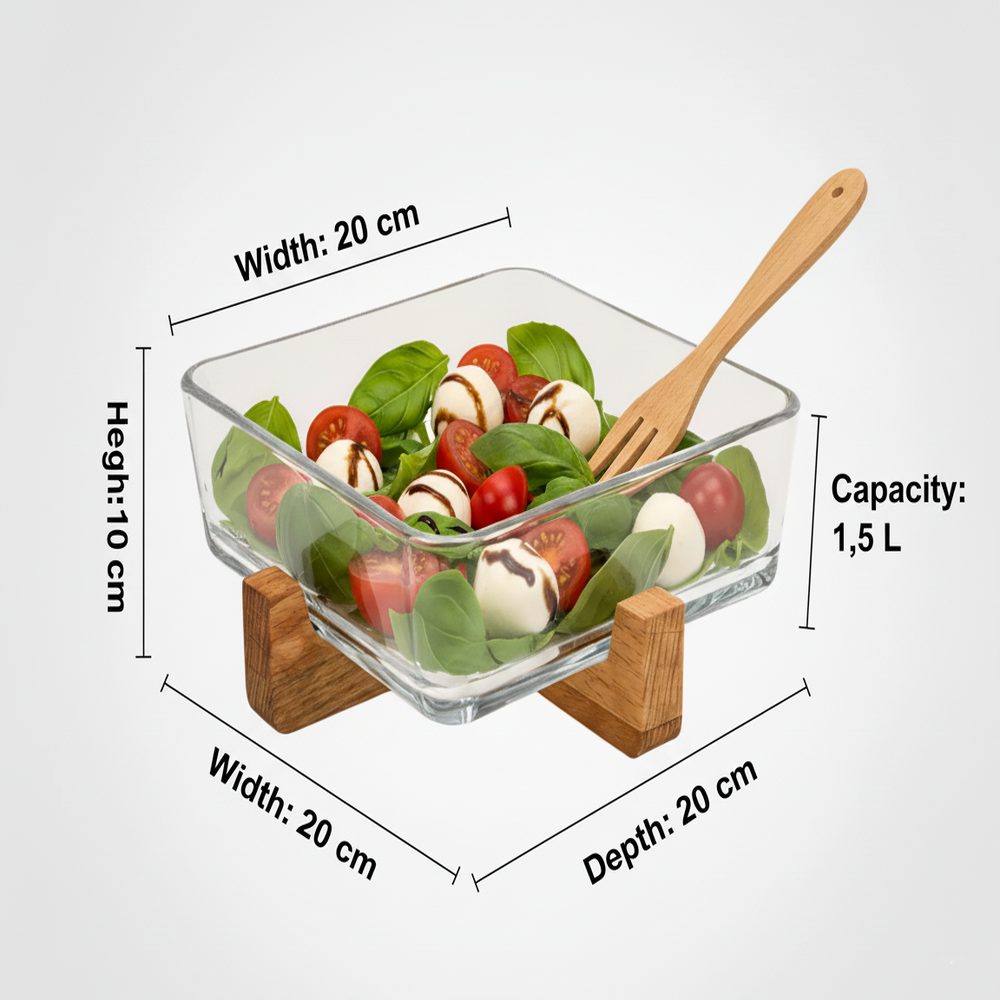 SnackEase Wooden X-Base Server with Glass Dish (2163) by Limon