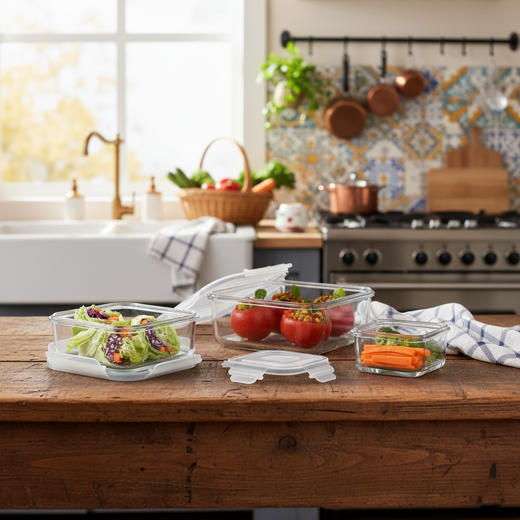 3‑Pcs Premium Square Glass Storage Set with Lids (2048) by Limon Secondary image