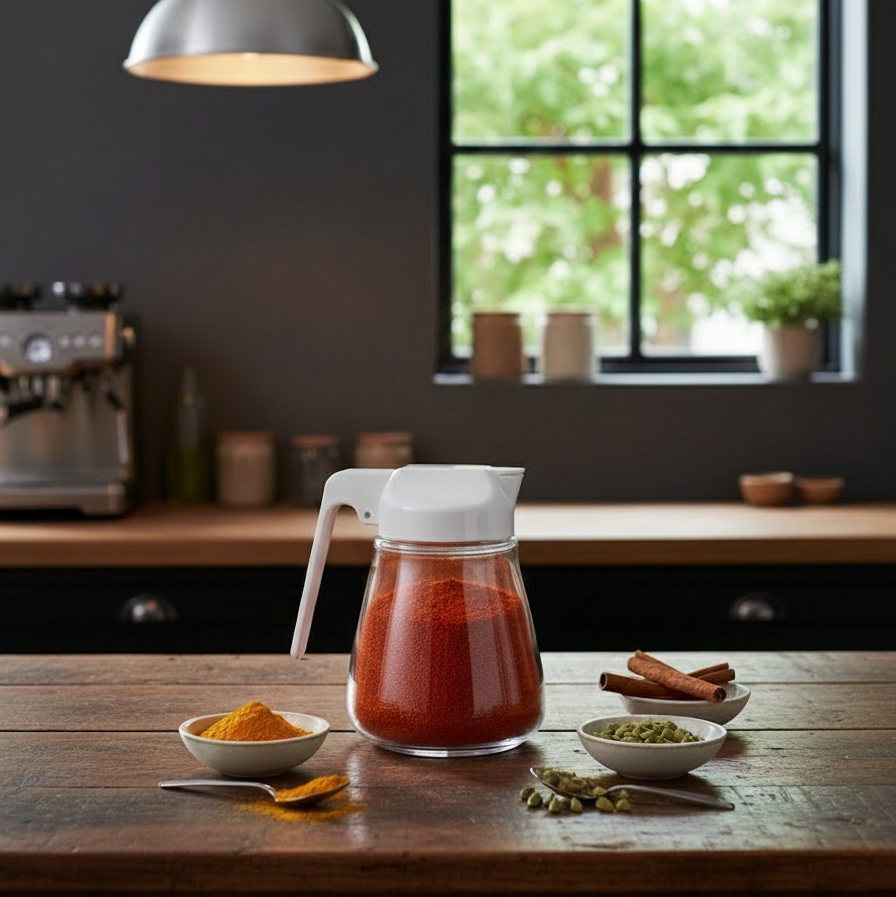 Sliding Lid Glass Sugar Dispenser by Limon