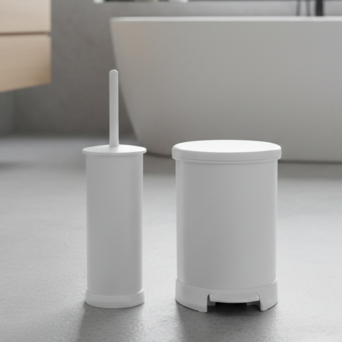 2 Pcs Dustbin With Brush (1298) By Limon