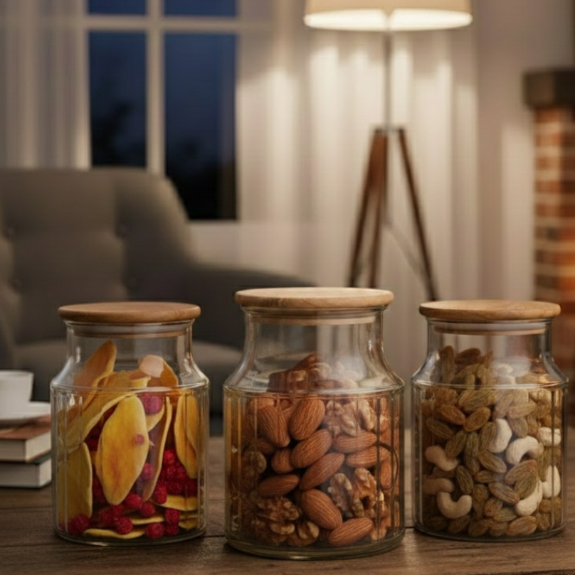 3-Pcs 1000ml Home Made Glass Jars Set with Airight Lids (2262) by Limon