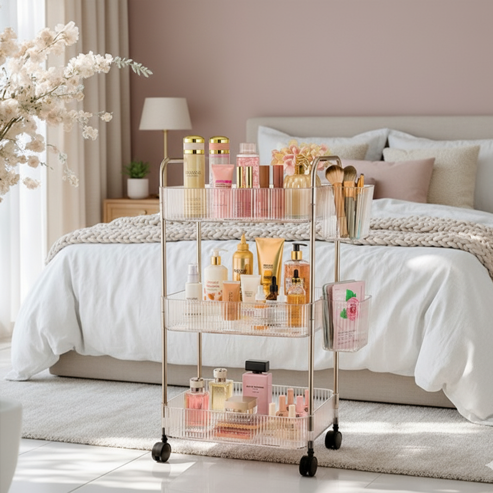 3-Tier Acrylic Utility Rolling Trolley By Limon