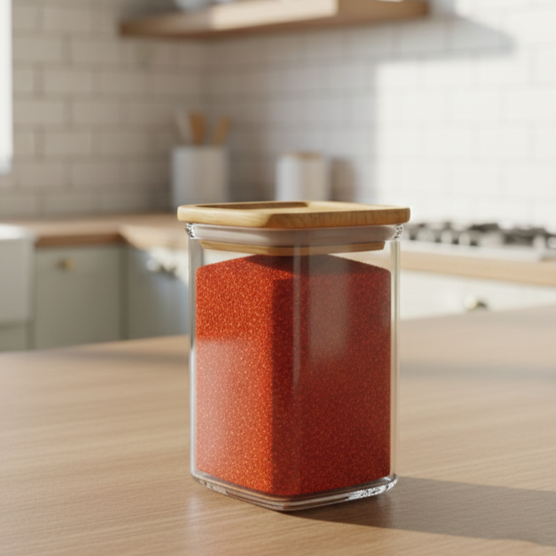 400ml Square Food Storage Jar with Wooden Lid (2198) by Limon Main image