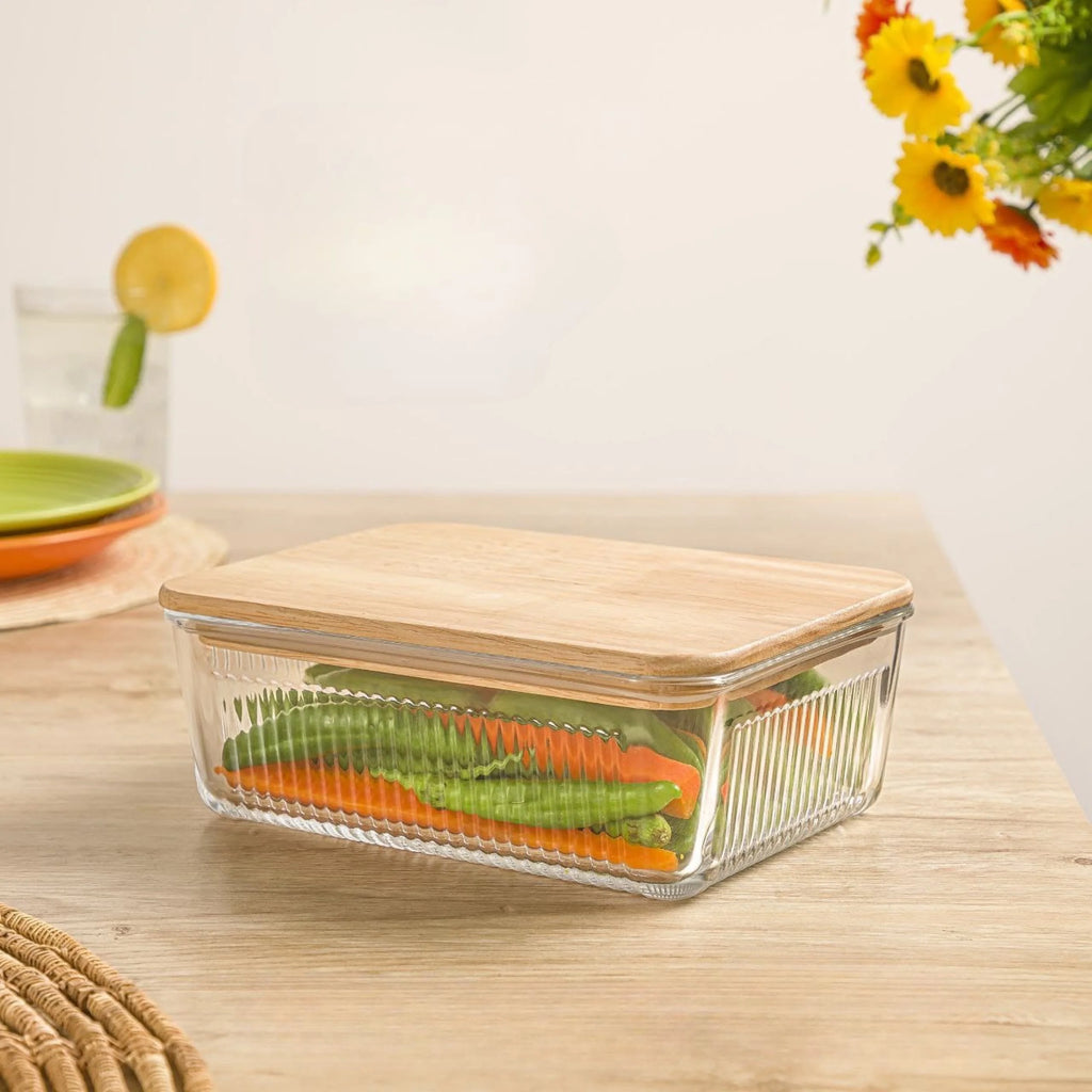 Robust Glass Container with Wooden Lid (2192) By Limon