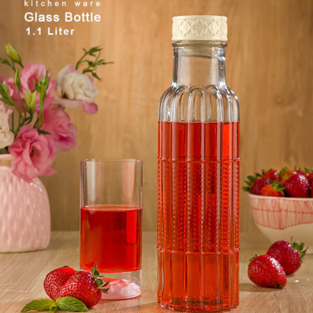 Ribbed Elegance Glass Bottle 1100ml (1934) by Limon