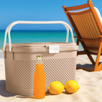 Knitted Pattern Picnic Basket with Handle (2139) by Limon