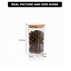 500ml Square Food Storage Jar with Wooden Lid (2197) by Limon