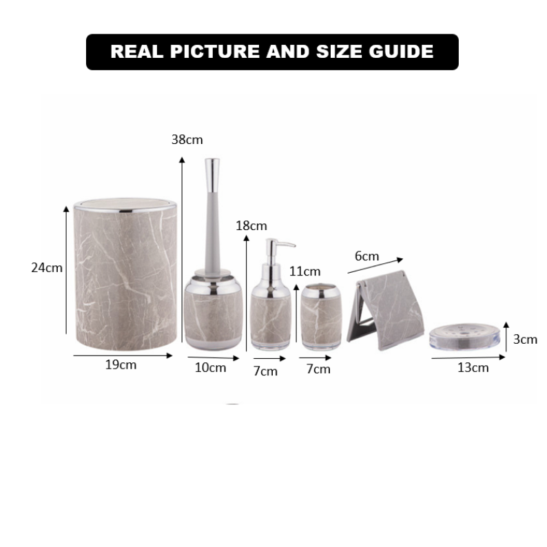 Elegant Marble 6-Piece Bathroom Set (2024) by Limon